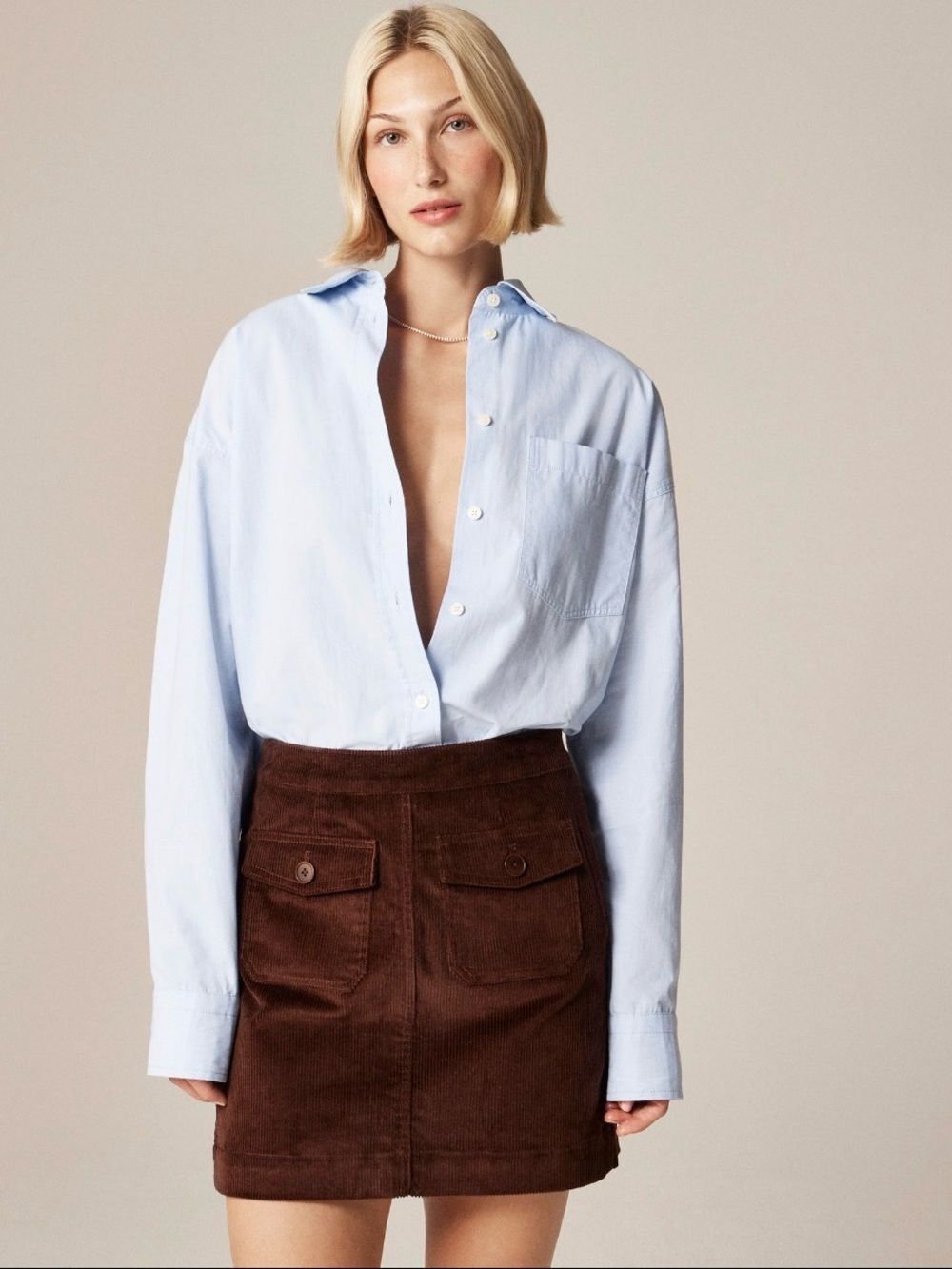 NWT J.Crew Patch-Pocket Corduroy Mini Skirt French Press Brown Size 0 $128